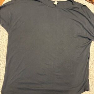 Zenobia Short Sleeve Top Womens Large Black Good Cold Shoulder Ribbed Knit